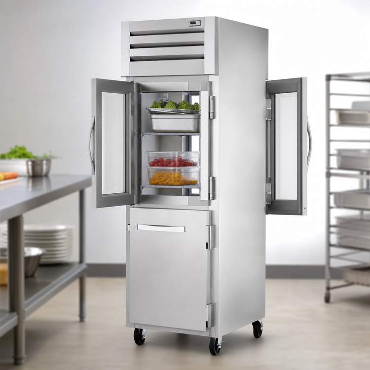 Product image #3 for True SPEC SERIES One-Section Pass-Thru Reach-In Refrigerator with Glass and Stainless Steel Half Front Doors and Glass Rear Door