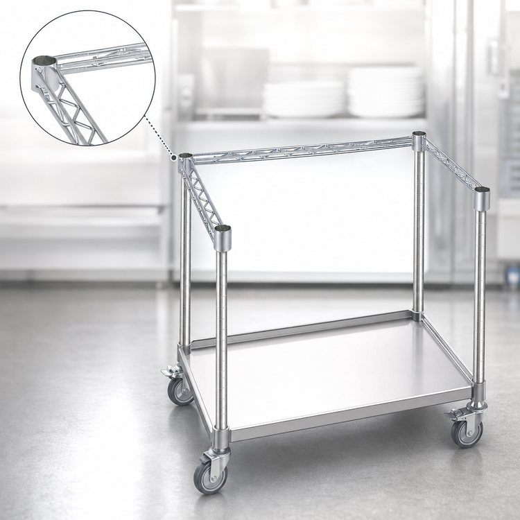 Product image #3 for Metro Super Erecta 3-Sided Channel Frame for Bus Cart, 36 x 18 Inches, 304 Stainless Steel