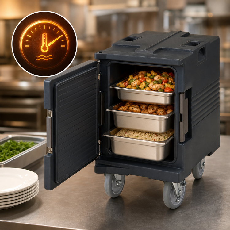 Product image #4 for Cambro Ultra Pan Carrier Heated Front-Loading Food Pan Carrier with Casters, 1 Compartment, 110V