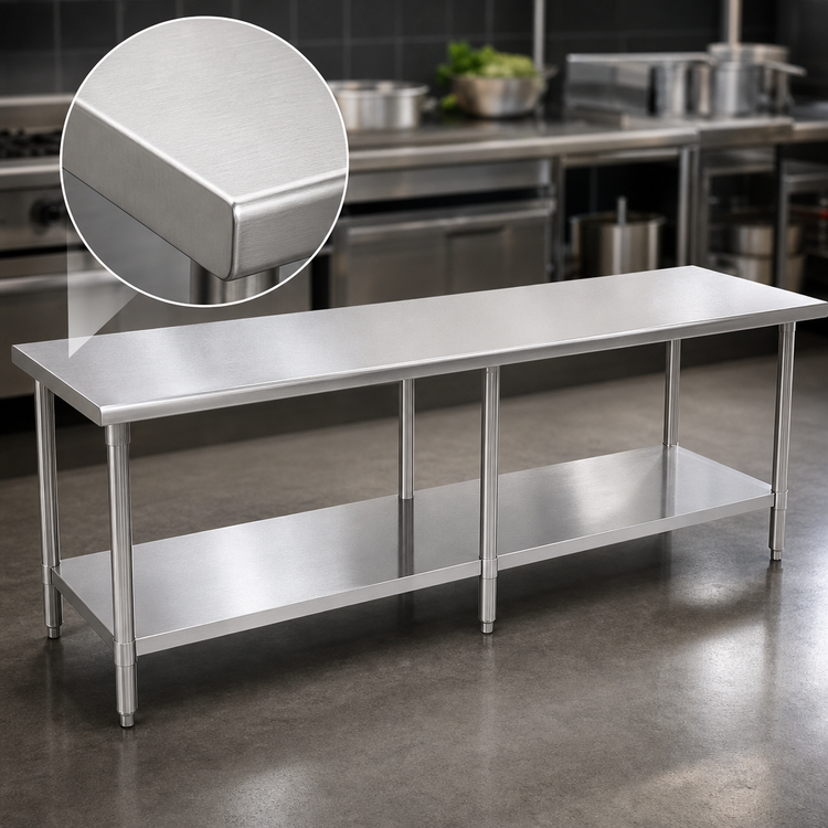 Product image #3 for Eagle Group Spec-Master 120" x 48" 14 Gauge 300 Series Stainless Steel Flat Top Work Table