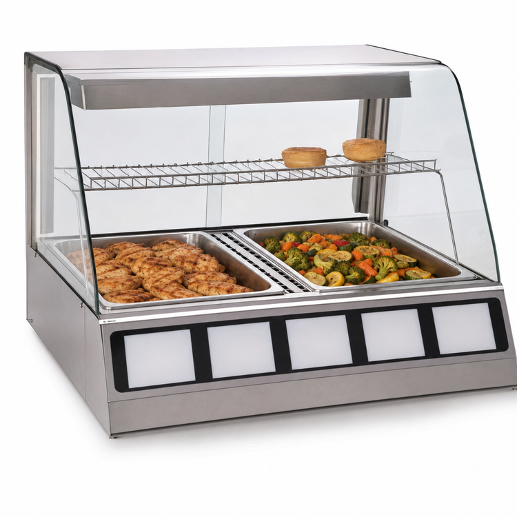 Product image #3 for Antunes DCH-200 Countertop Heated Display Cabinet, 2-Pan, Curved Glass, 120V