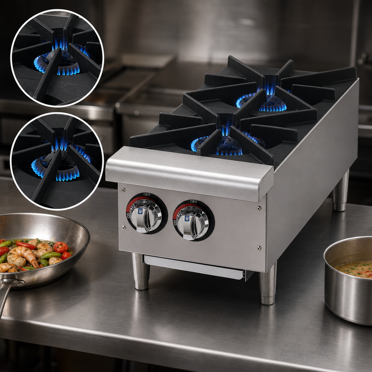Product image #3 for Star-Max 12-Inch Countertop Gas Hot Plate, 2 Burners, 50,000 BTU, Natural Gas Ready