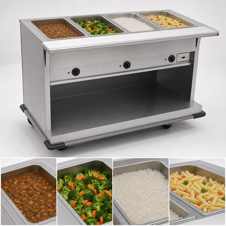 Product image #3 for Spec-Master PHT4CB-120 4-Well Electric Portable Hot Food Table with Cutting Board