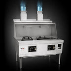 Thumbnail image #3 for Town Equipment MasterRange MF-2-SS Two-Chamber Gas Wok Range with Flue, Brick-Lined Chambers and Stainless Steel Sides