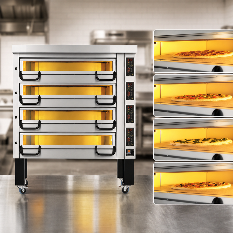Product image #3 for PizzaMaster PM 824ED 4-Deck Electric Pizza Oven with Ceramic Clay Stone Decks