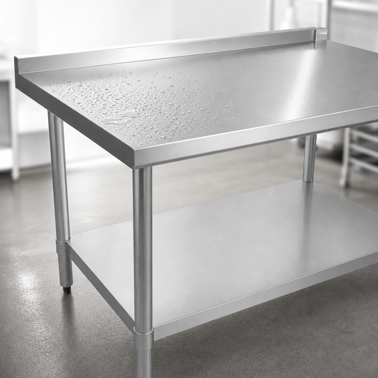 Product image #3 for Stallion 48-Inch x 30-Inch Stainless Steel Budget Work Table with 1-1/2-Inch Backsplash and Undershelf