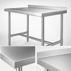 Thumbnail image #3 for Klinger's Trading HBST1830 30" x 18" Stainless Steel Open-Base Work Table, 18/430 Top, 2" Rear Up-Turn, H-Base