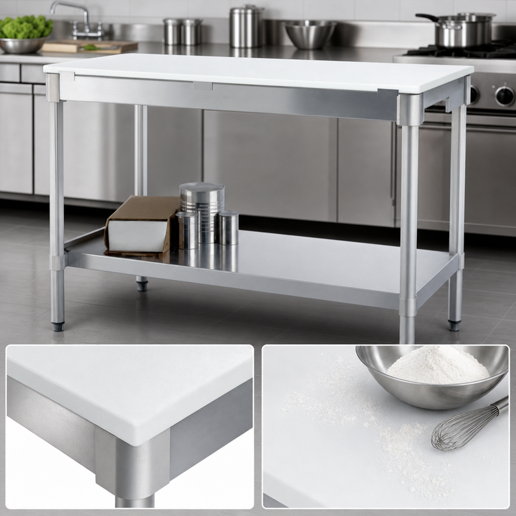 Product image #3 for New Age 84-Inch x 30-Inch Poly Top Work Table with Aluminum Open Base