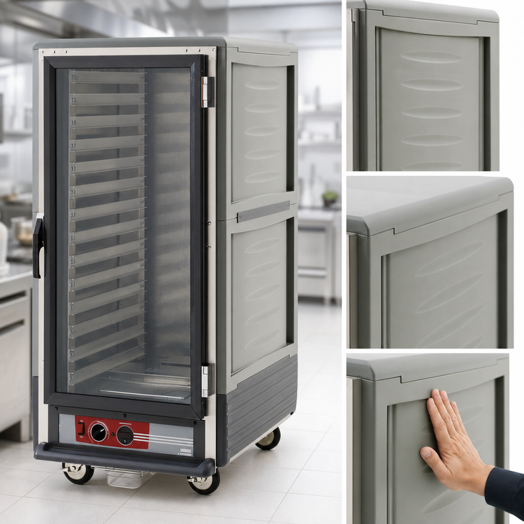 Product image #3 for Metro C5 3 Series 3/4 Height Mobile Heated Holding Cabinet with Clear Polycarbonate Door, Gray
