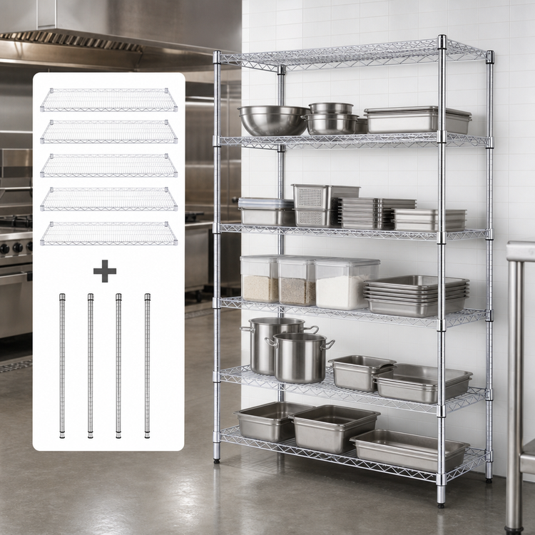 Product image #3 for Quantum 60"W x 36"D x 63"H Stationary Wire Shelving Starter Kit with 5 Shelves