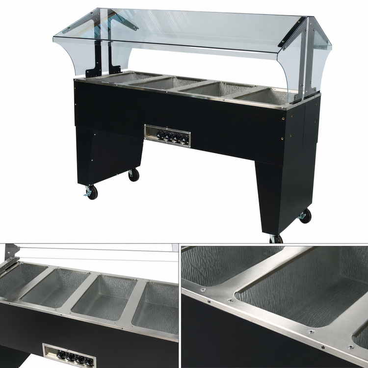 Product image #3 for Advance Tabco Triumph (Supreme) 4-Well Portable Electric Hot Food Buffet Table with Double-Sided Sneeze Guard