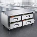 Thumbnail image #3 for Hurakan by Equip.me 72-Inch 4-Drawer Chef Base Refrigerator, Stainless Steel, Self-Contained Side-Mounted