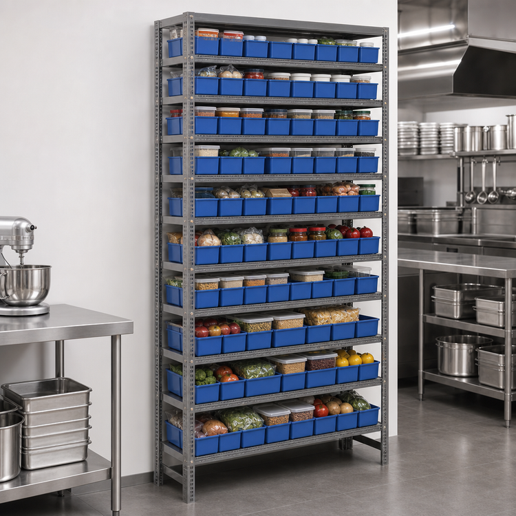 Product image #3 for Heavy-Duty Stationary Wire Shelving Unit with 13 Shelves and Bins, 36 x 18 x 75 Inches