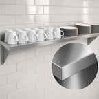 Thumbnail image #3 for Koolmore WMSH-1260 60-Inch x 12-Inch 18-Gauge Stainless Steel Wall-Mounted Shelf with 1.5-Inch Backsplash