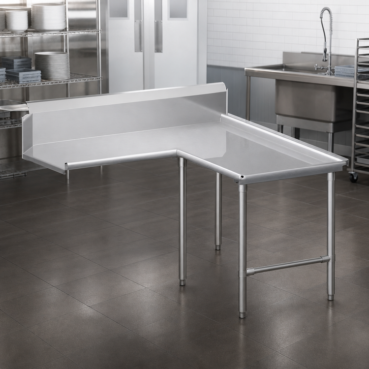 Product image #3 for John Boos Pro-Bowl L-Shaped Island Clean Dishtable, 60-Inch Machine-to-Corner x 144-Inch Corner-to-End, Left-to-Right