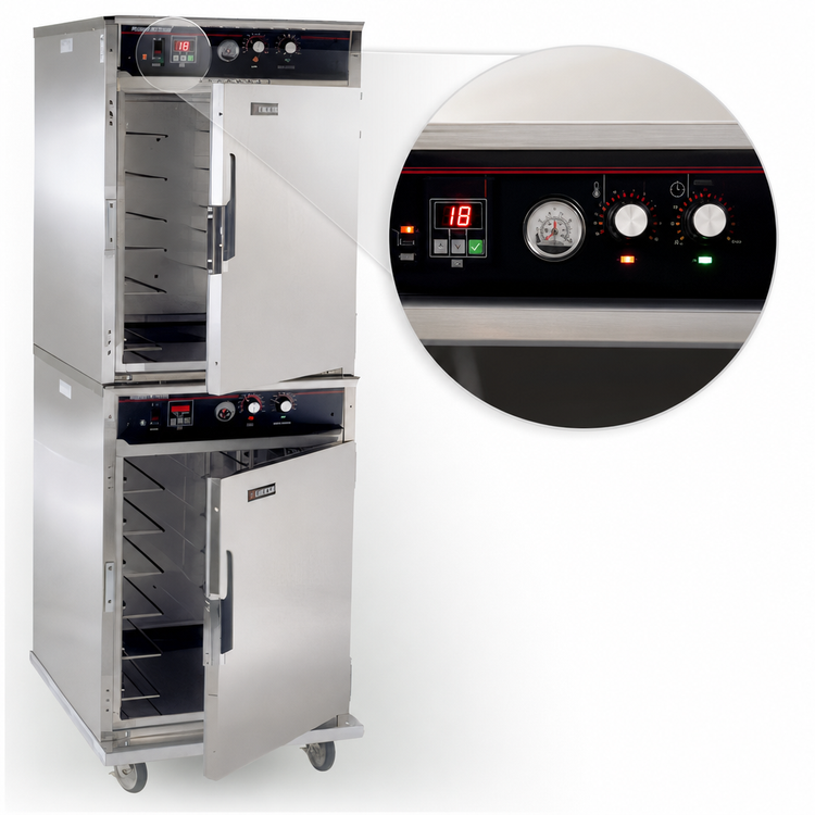 Product image #3 for Cres Cor Roast-N-Hold Mobile Stacked Half-Size Electric Convection Cook and Hold Oven, 2-Compartment