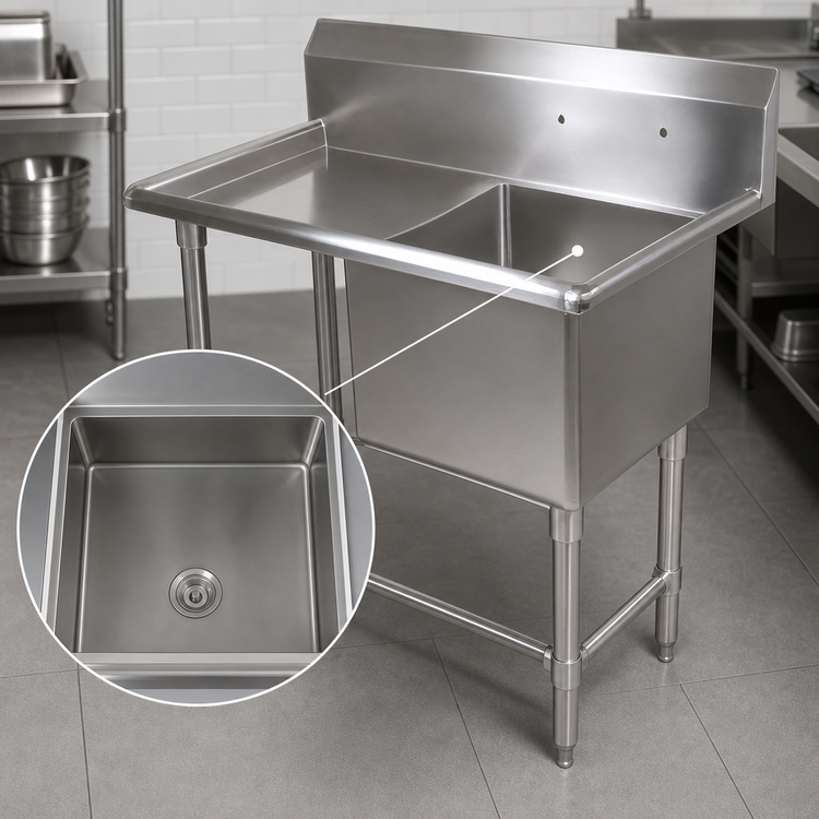 Product image #3 for John Boos Pro-Bowl 1-Compartment Stainless Steel Sink with 18-Inch Left Drainboard and 10-Inch Backsplash