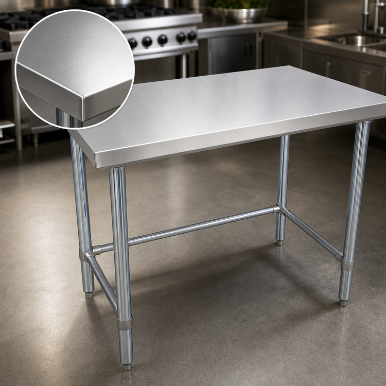 Product image #3 for BK Resources SVTOB-6024 60-inch x 24-inch Stainless Steel Open Base Flat Top Work Table