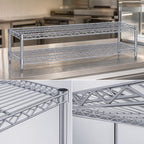 Thumbnail image #3 for Eagle Group QuadTruss HDFCM1448C 2-Tier Front Case Merchandise Wire Shelving Unit, 48 x 14 x 14 Inches, Chrome