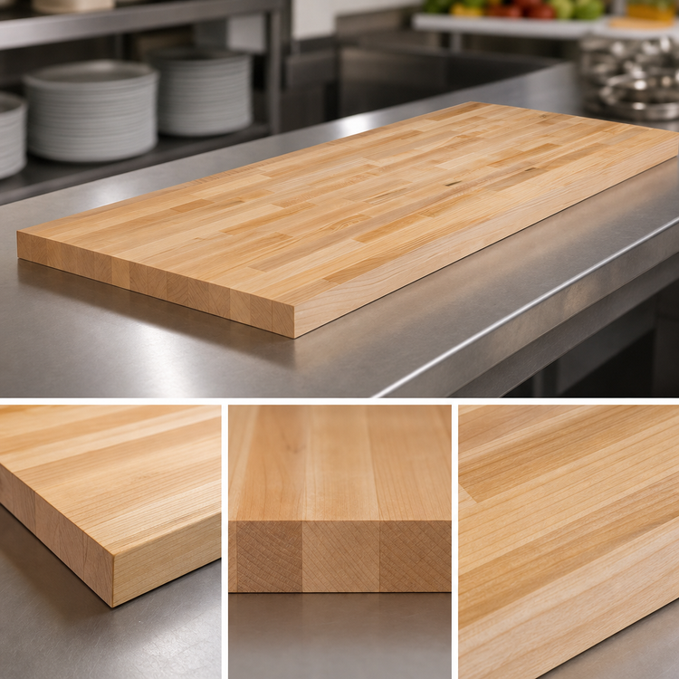Product image #3 for John Boos Wood Bakers' Work Table Top, 144 x 30 x 2-1/4 Inch, Edge Grain Northern Hard Rock Maple, Penetrating Oil Finish