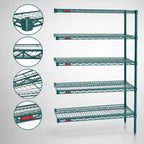 Thumbnail image #3 for Eagle Group Valu-Gard A5-86-2448VG 5-Tier Add-On Wire Shelving Unit, 48 x 24 x 86 Inches, Green Epoxy