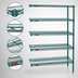 Thumbnail image #3 for Eagle Group Valu-Gard 5-Tier Add-On Wire Shelving Unit, 48 x 24 x 86 Inches, Green Epoxy