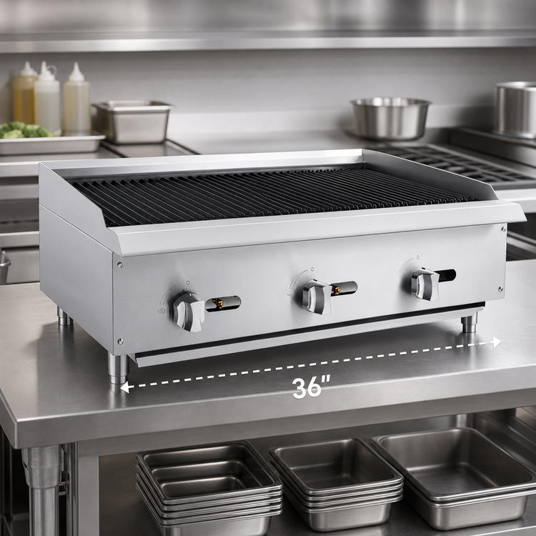 Product image #4 for General 36-Inch Countertop Natural Gas Charbroiler with Radiant Burners and LP Conversion Kit