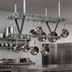 Thumbnail image #3 for Eagle Group Triple-Bar Ceiling-Mounted Aluminum Pot Rack with 12 Double-Pronged Hooks