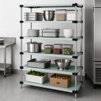 Thumbnail image #3 for Quantum WRS5-63-2442SS 5-Shelf Solid Stainless Steel Stationary Shelving Starter Kit, 42" W x 24" D x 63" H