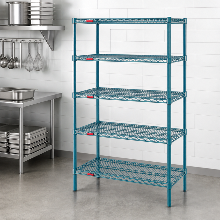 Product image #3 for EagleGard 5-Tier Starter Wire Shelving Unit, 24 x 21 x 86 Inches, Blue-Green Hybrid Epoxy Coated