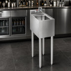 Thumbnail image #3 for Krowne Silver Series 18-1C One-Compartment Freestanding Underbar Bar Sink with Faucet, 12-Inch Wide, 304 Stainless Steel, 3-Inch Backsplash