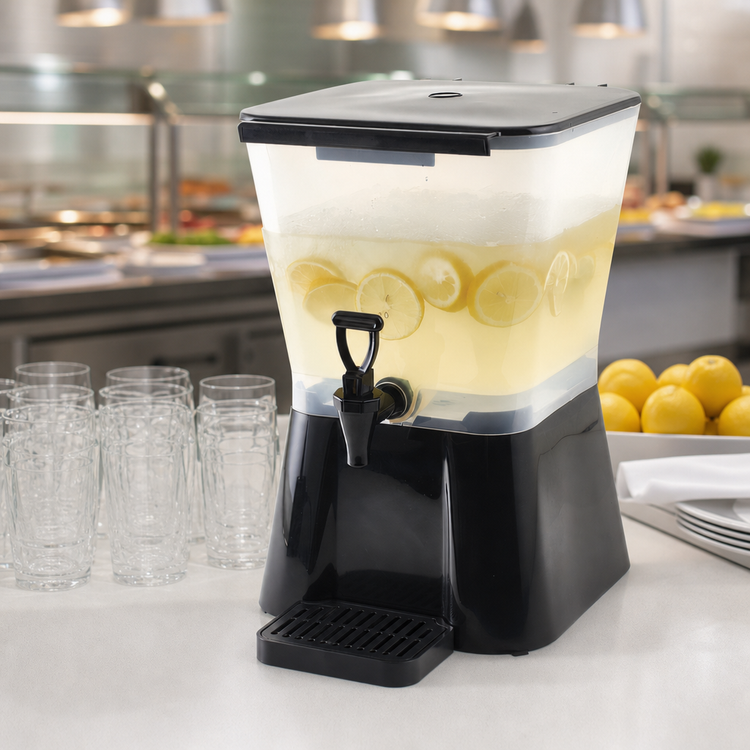 Product image #3 for Winco 3 Gallon Square BPA-Free Plastic Beverage Dispenser with Dripless Faucet, Detachable Reservoir, Drip Tray and Lid, Black