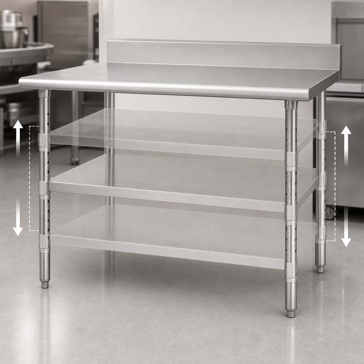 Product image #3 for 72 x 24 Inch Adjustable Stainless Steel Work Table Undershelf