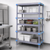 Thumbnail image #3 for Quantum Millenia 54-Inch x 18-Inch x 62-Inch Polymer Shelving Unit with 3 Open Shelves and 1 Solid Shelf