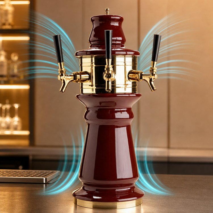 Product image #3 for Micro Matic Vienna Ceramic Countertop Air-Cooled 3-Faucet Draft Beer Tower