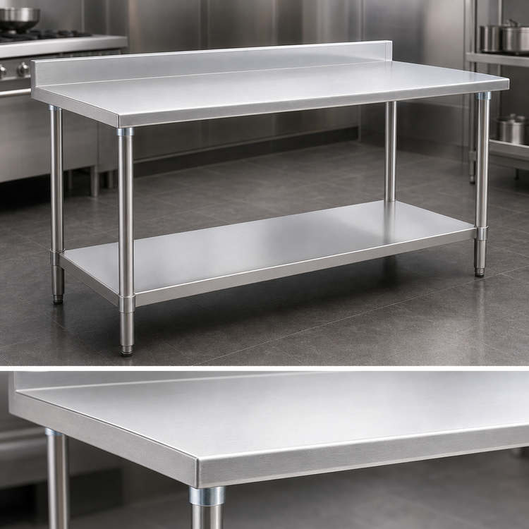 Product image #3 for Deluxe Series Stainless Steel Work Table with 4-1/2-Inch Backsplash and Undershelf, 48-Inch W x 30-Inch D