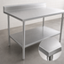 Thumbnail image #3 for John Boos Stallion 120-Inch W x 30-Inch D Stainless Steel Work Table with 5-Inch Backsplash and Galvanized Undershelf