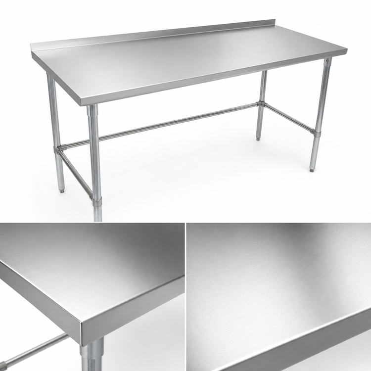 Product image #3 for John Boos Stallion 108-Inch x 36-Inch Stainless Steel Top Work Table with 1-1/2-Inch Rear Riser and Galvanized Base
