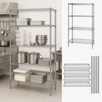 Thumbnail image #3 for Quantum WR74-2154GY 4-Shelf Wire Shelving Starter Unit, 54"W x 21"D x 74"H, Gray Epoxy Antimicrobial Finish