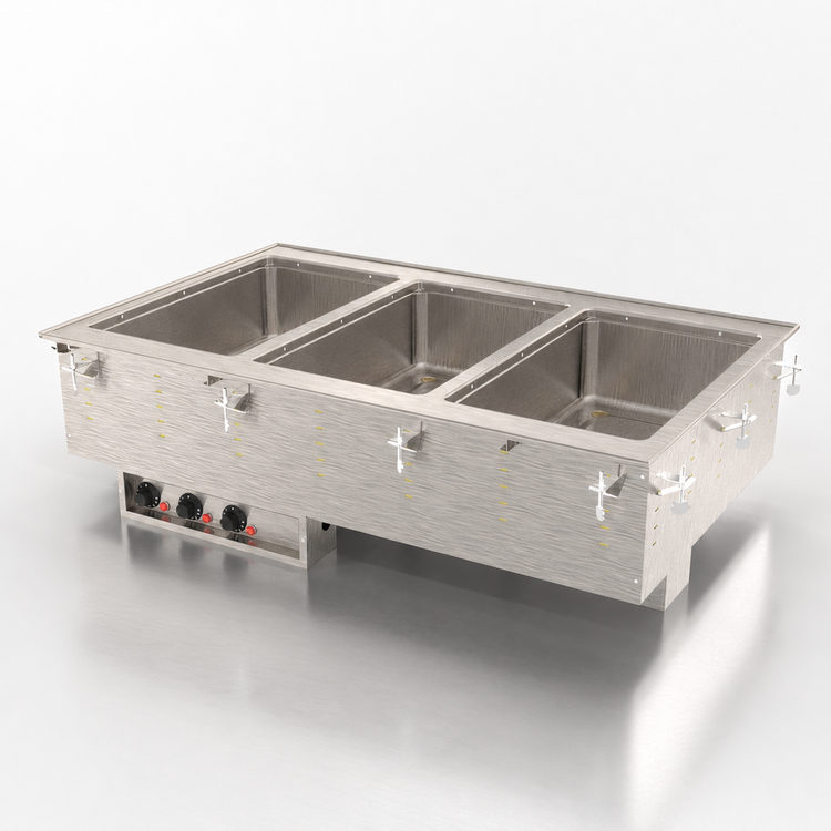 Product image #3 for Vollrath Three-Well Drop-In Hot Food Well Unit with Marine-Grade Stainless Steel Wells, 208V, Thermostatic, Wet Operation