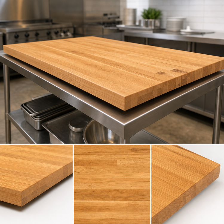 Product image #3 for John Boos Appalachian 72" x 48" Blended Edge Grain Red Oak Island Countertop, Penetrating Oil Finish