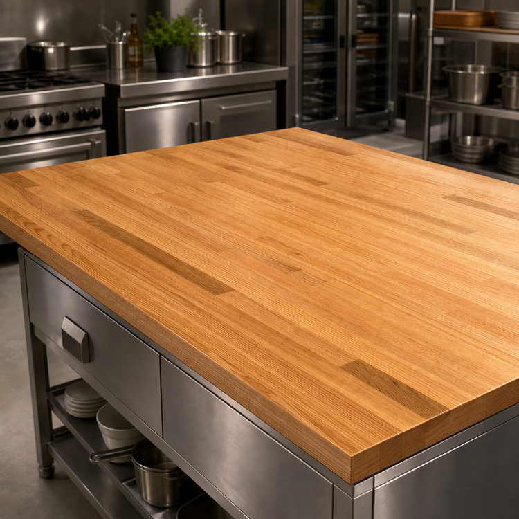 Product image #3 for Appalachian Red Oak Blended Edge Grain Island Countertop, 72 x 48 x 1-3/4 Inch, Varnique Finish