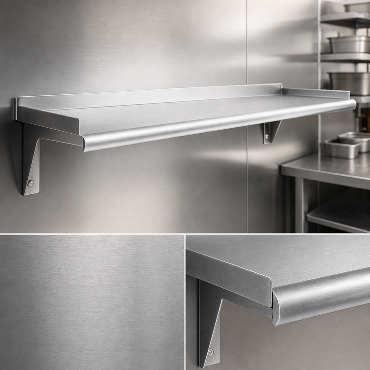 Product image #3 for Eagle Snap-n-Slide 24-Inch x 15-Inch Wall Shelf, Rolled Front Edge, 16/430 Stainless Steel