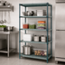 Thumbnail image #3 for Quantum 4-Tier Stationary Wire Plastic Mat Shelving Unit, 30 x 24 x 74 Inches, Green Epoxy Antimicrobial