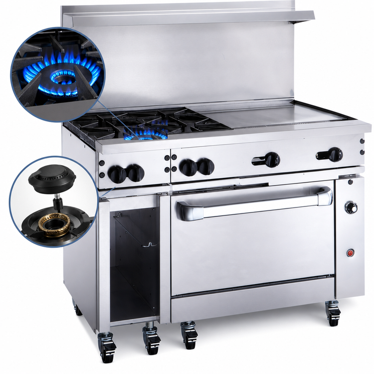 Product image #3 for Vulcan Endurance 48-Inch Commercial Gas Restaurant Range with 2 Burners, 36-Inch Griddle, and Standard Oven