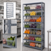 Thumbnail image #3 for Quantum Heavy-Duty Stationary Wire Shelving Unit with 8 Shelves and 21 Clear Bins, 36 x 18 x 75 Inches