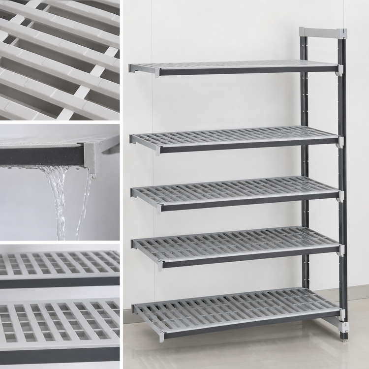 Product image #3 for Cambro Camshelving Elements XTRA 5-Tier Stationary Add-On Shelving Unit, 24"W x 72"L x 72"H