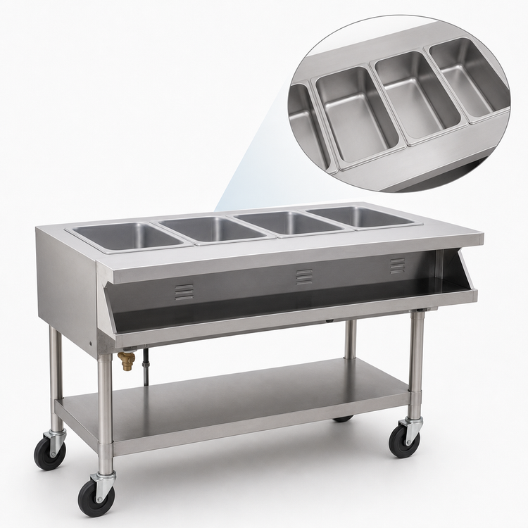 Product image #3 for Eagle Group Portable Sealed Well Electric Hot Food Table with 4 Wells, Open Base, 208V