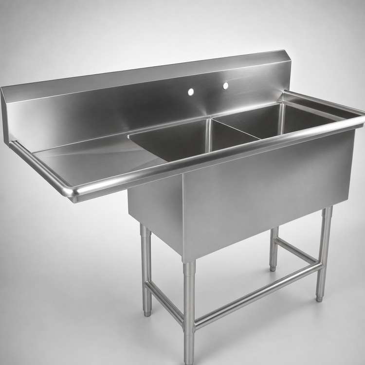 Product image #3 for John Boos Pro-Bowl 2-Compartment Stainless Steel Sink with 30-Inch Left Drainboard and Backsplash