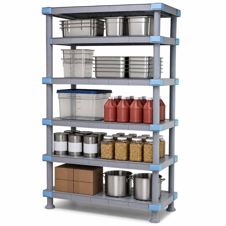 Product image #3 for Quantum Millenia 60"W x 21"D x 74"H Gray Polymer Shelving Unit with 5 Shelves and Dunnage Stand